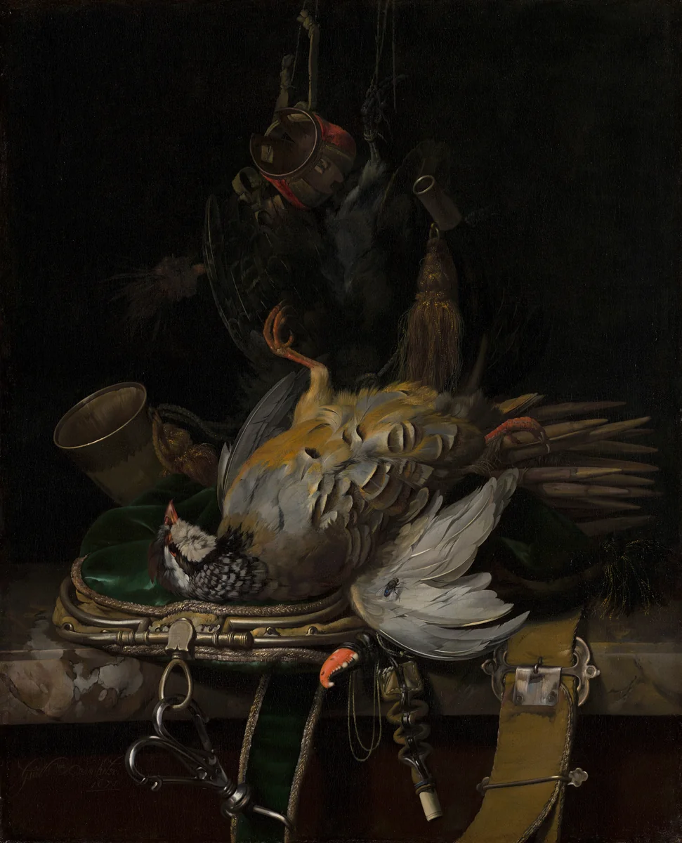 Still Life with Partridges by Willem van Aelst, painting, 1671