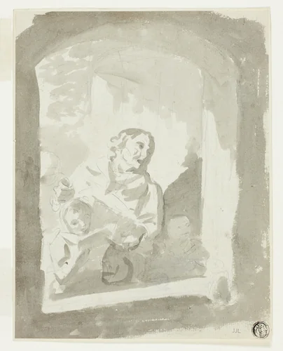 Man and Two Children at Window by Jean Louis de Marne
Jean-Baptiste Greuze, drawing, 1745-1829