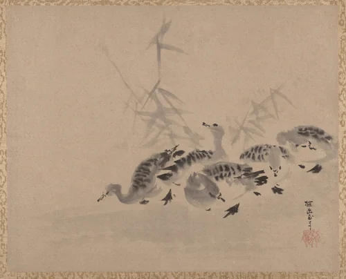 Ducks and Reeds by Kano Tan'yū (狩野探幽), painting, 1640-1650