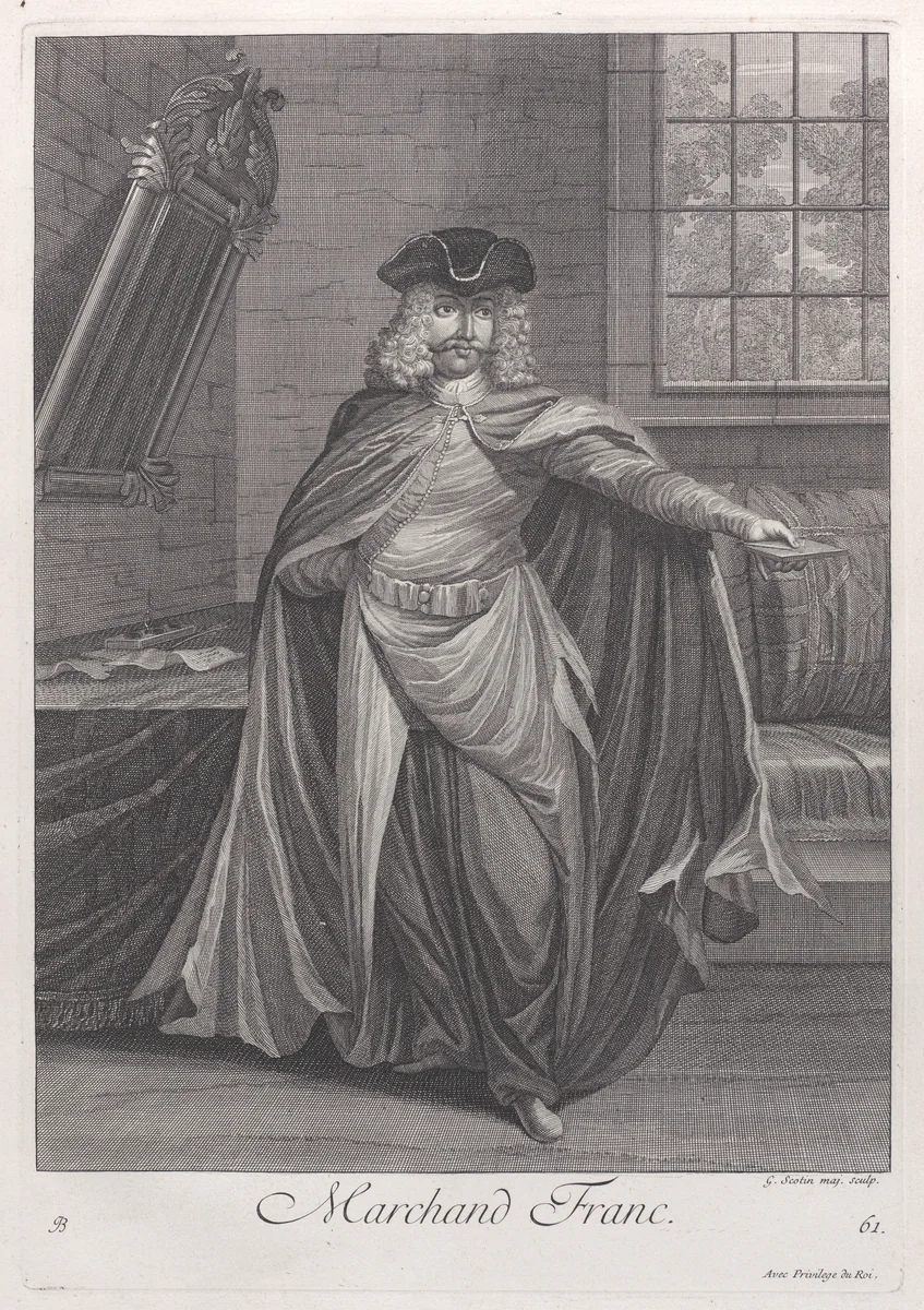 Marchand Franc, plate 61 from "Recueil de cent estampes représentent differentes nations du Levant" by Jean Baptiste Vanmour, print, 1714-1715