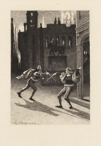 La Rouerie de Dame Simone, plate 7 from "The Decameron" by Léopold Flameng, print, 1868-1878