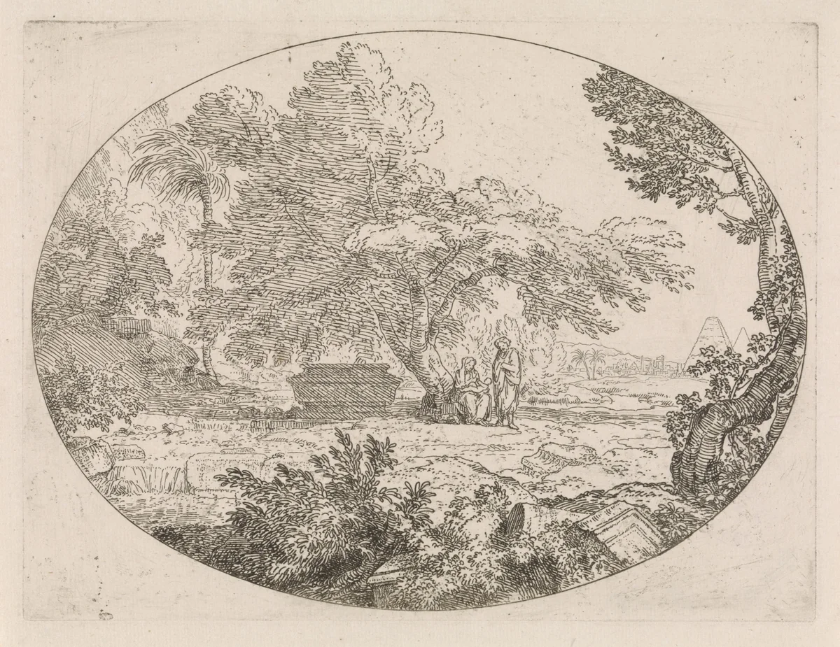 Rest on the Flight into Egypt by Abraham Genoels, print, 1650-1723