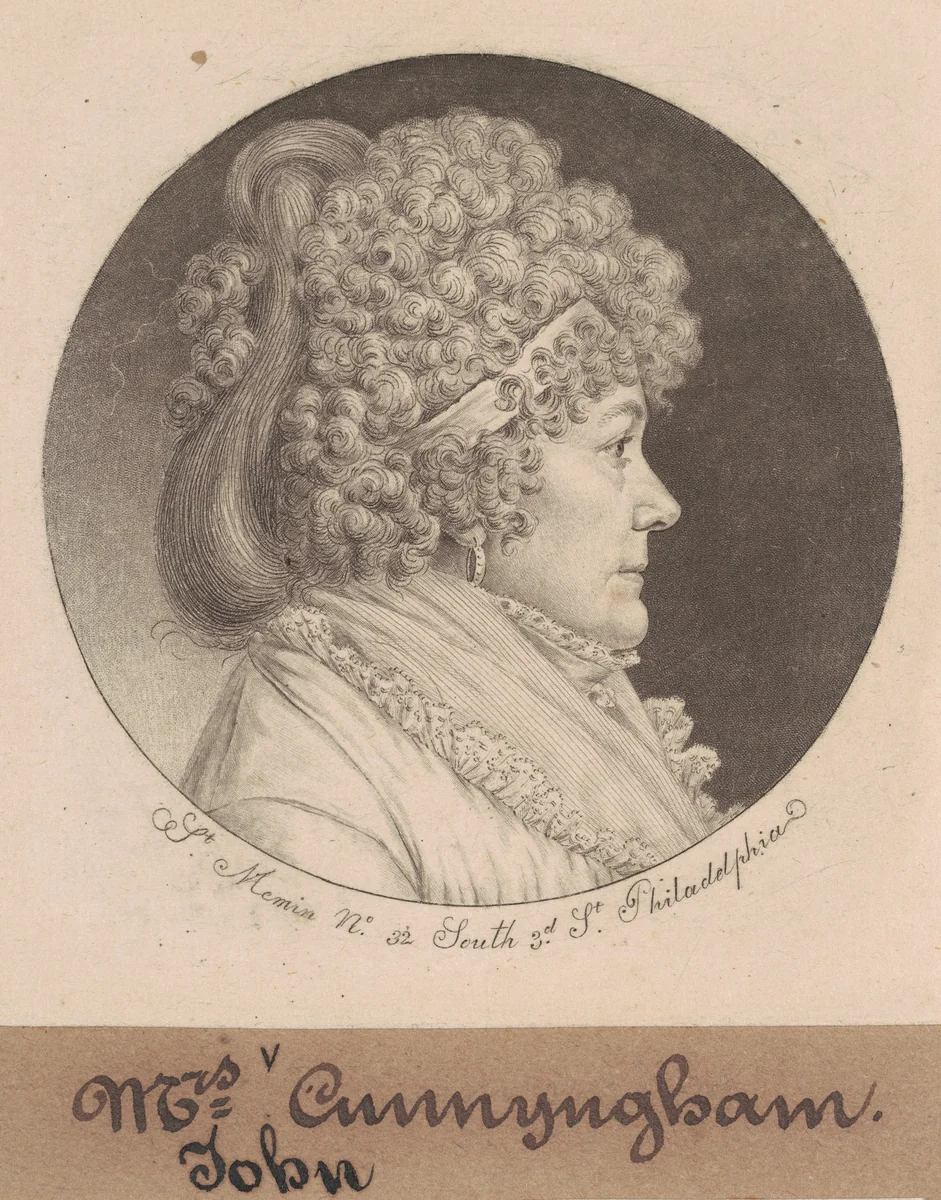 Mrs. Cunnyngham by Charles B. J. Févret de Saint-Mémin, print, 1798