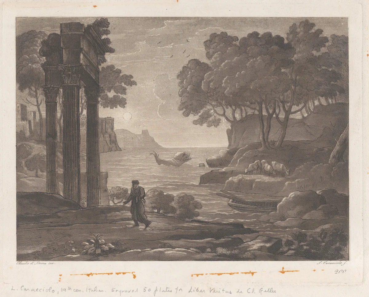 Seascape, after Claude Lorrain's "Liber Veritatis" by Ludovico Caracciolo, print, 1815