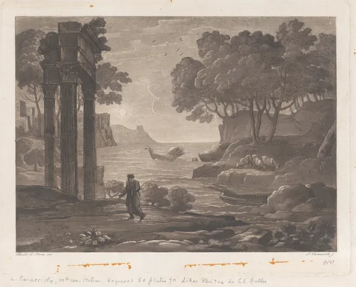 Seascape, after Claude Lorrain's "Liber Veritatis" by Ludovico Caracciolo, print, 1815