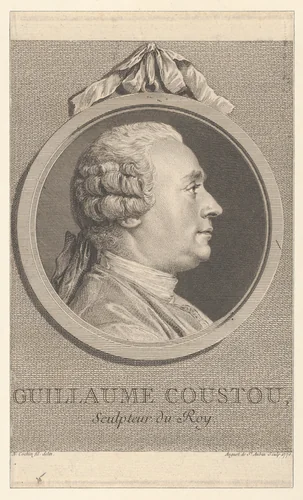 Portrait of Guillaume Coustou by Augustin de Saint-Aubin, print, 1770