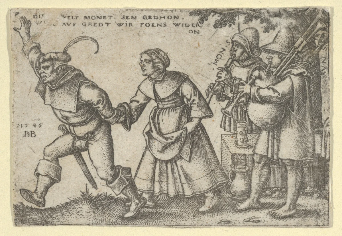 The Year's End from "The Peasants' Feast" or "The Twelve Months" by Sebald Beham, print, 1546