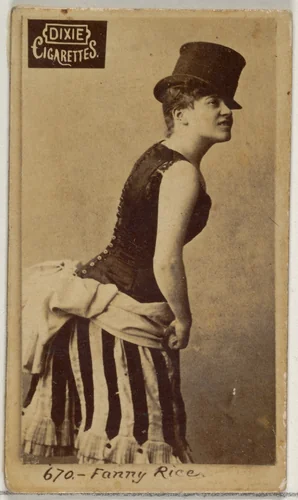 Card 670, Fanny Rice, from the Actors and Actresses series (N45, Type 7) for Dixie Cigarettes by Allen & Ginter, photograph, 1885-1891