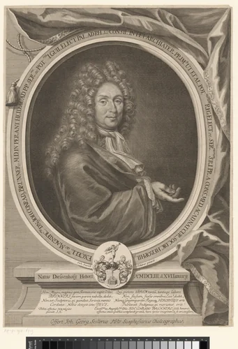 Portret van Jacob Conrad Brunner by Johann Georg Seiller, print, 1673-1740