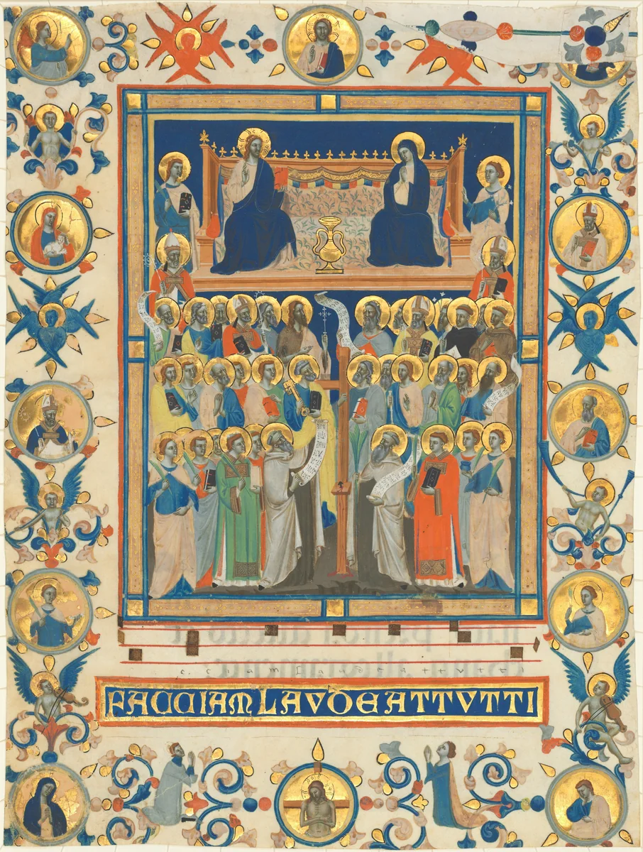 Christ and the Virgin Enthroned with Forty Saints by Master of the Dominican Effigies, drawing, 1340