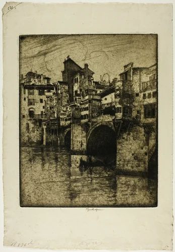 Ponte Vecchio, Florence by Joseph Pennell, print, 1883