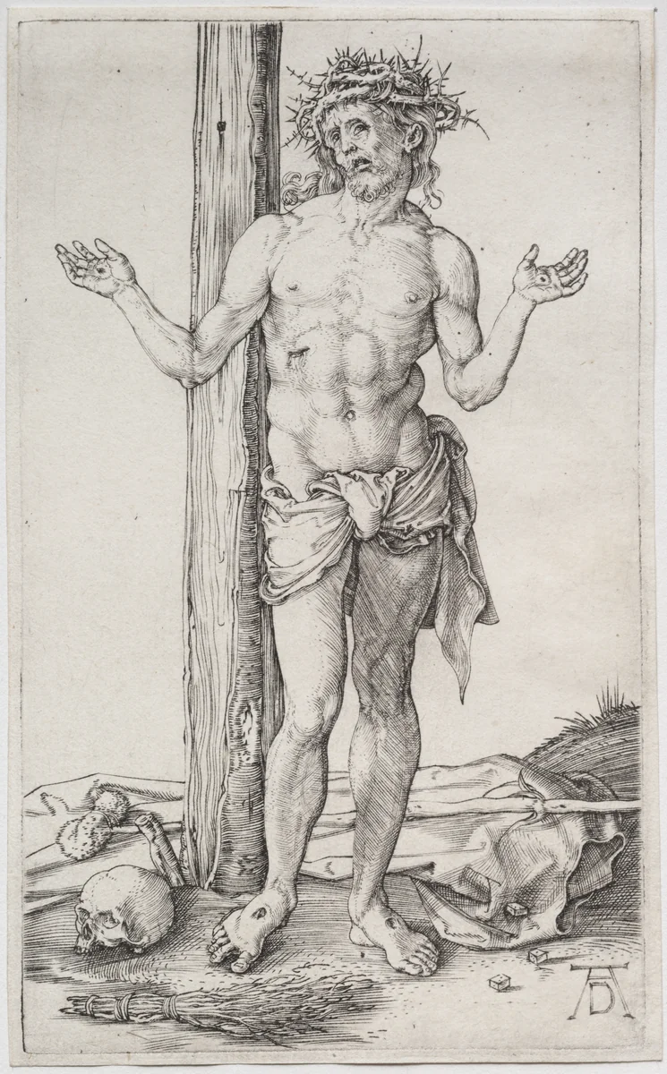 The Man of Sorrows Standing, with Hands Raised by Albrecht Dürer, print, 1495-1505
