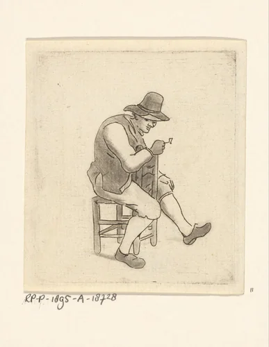 Zittende man by Jan van Noort, print, 1766-1837