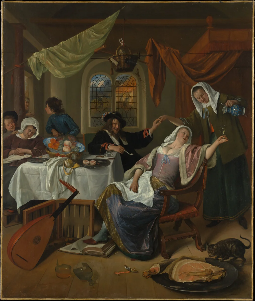 The Dissolute Household by Jan Steen, painting, 1663-1664