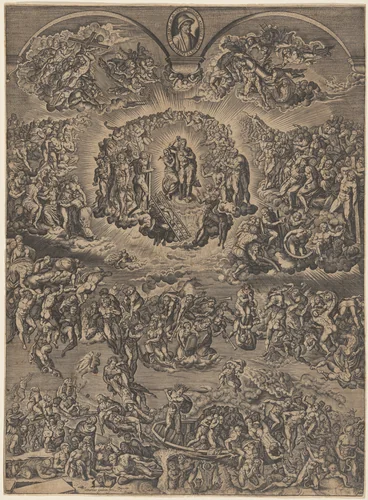 The Last Judgement by Léonard Gaultier; Martino Rota; Michelangelo, print, 1595-1605