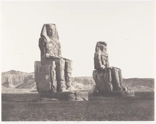 Gournah (Thèbes), Colosses (Celui de Droite, Dit de Memnon) by Félix Teynard, photograph, 1851-1852