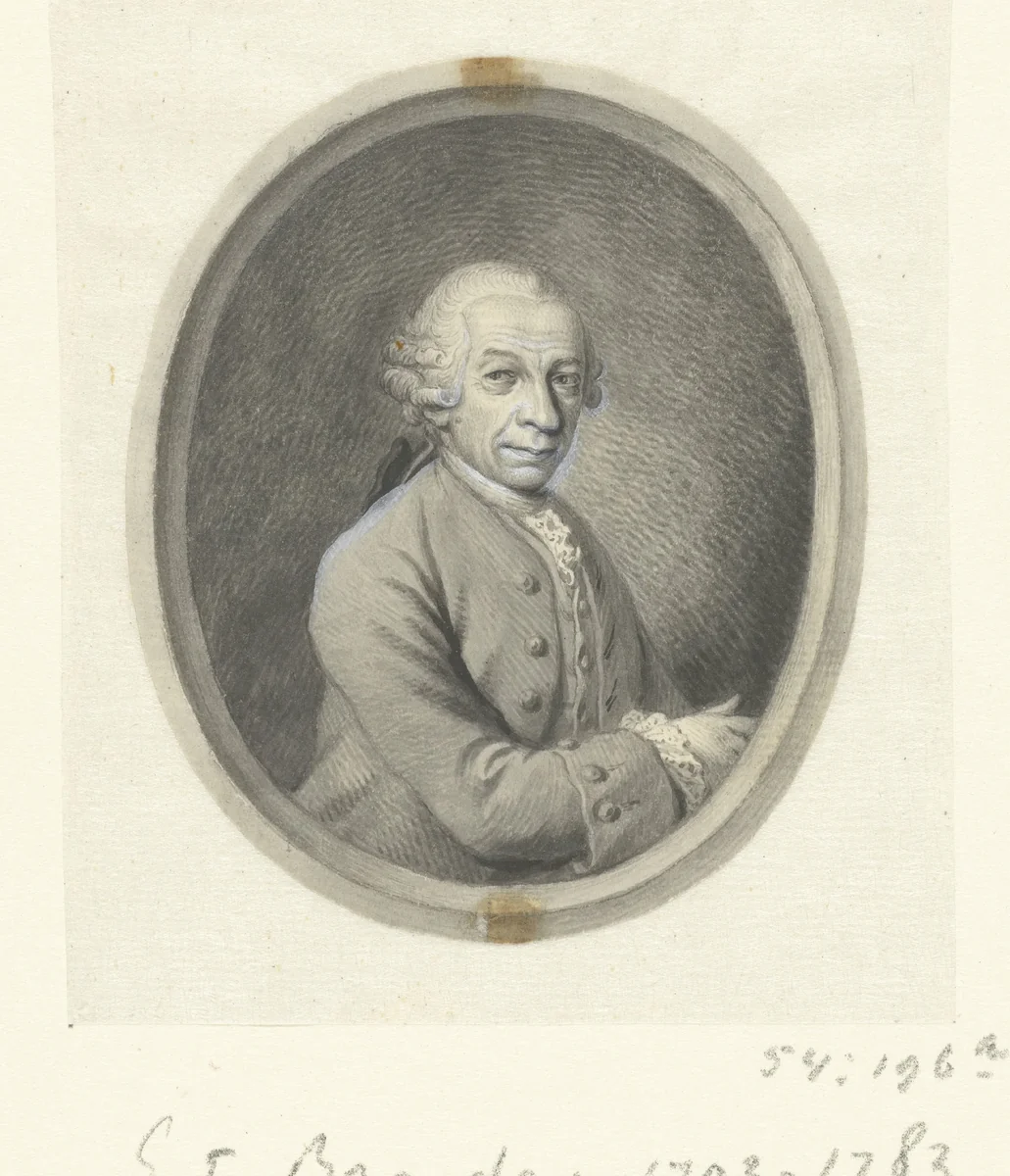 Omlijsting voor portret van Georg Friedrich Brander by Johann Esaias Nilson, drawing, 1769-1774