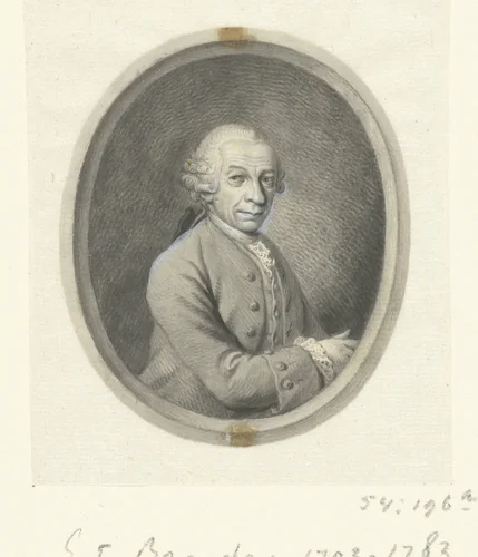 Omlijsting voor portret van Georg Friedrich Brander by Johann Esaias Nilson, drawing, 1769-1774