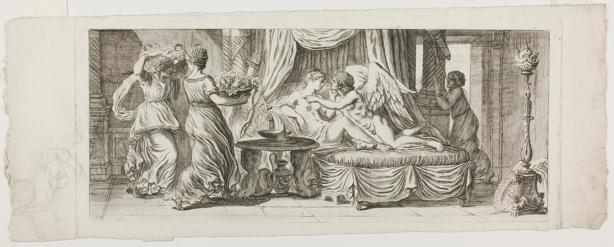 Cupid and Psyche by Pierre Lelu, print, 1793