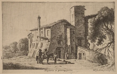 Inn at the Prima Porta by Herman van Swanevelt, print, 1600-1655