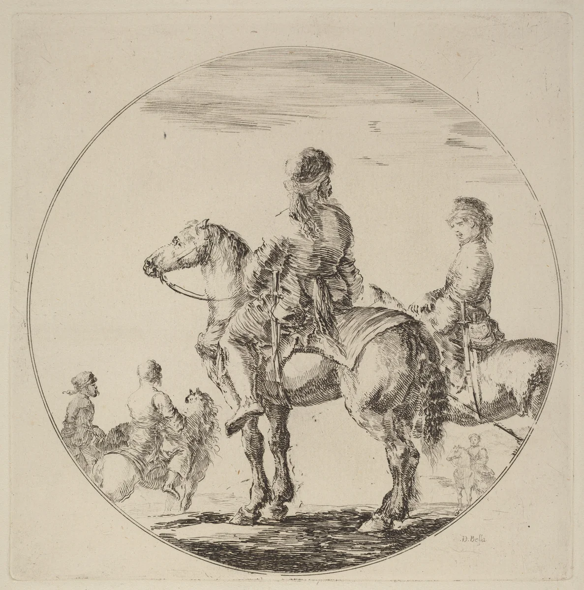 Two Polish Cavaliers by Stefano della Bella, print, 1610-1664