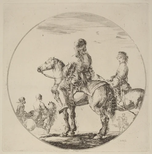 Two Polish Cavaliers by Stefano della Bella, print, 1610-1664