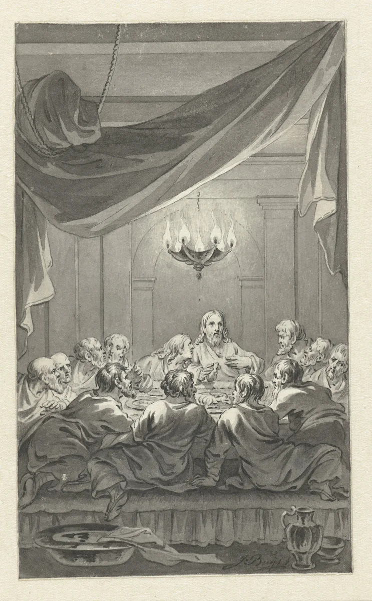Het Heilig Avondmaal by Jacobus Buys, drawing, 1734-1801