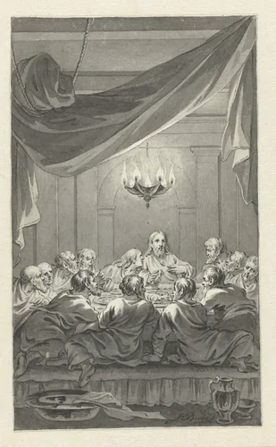 Het Heilig Avondmaal by Jacobus Buys, drawing, 1734-1801