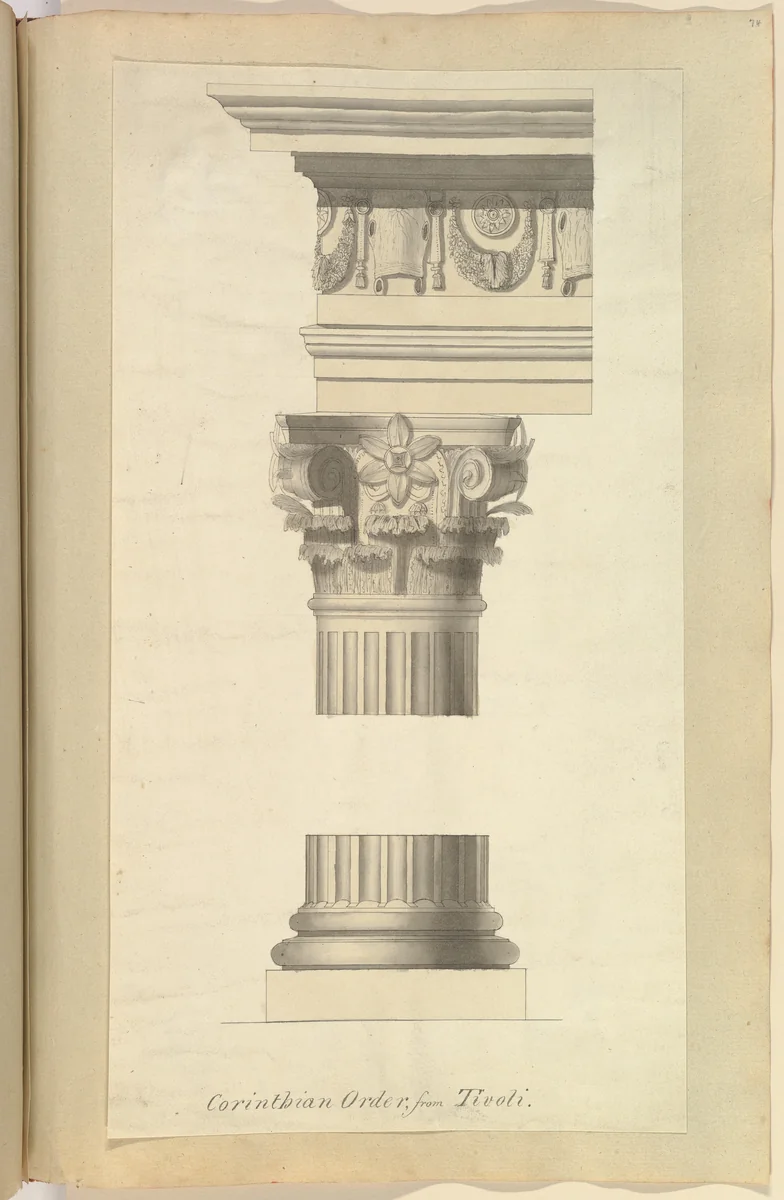Corinthian Order from Tivoli by Alfred Forrester, drawing, 1845-1870