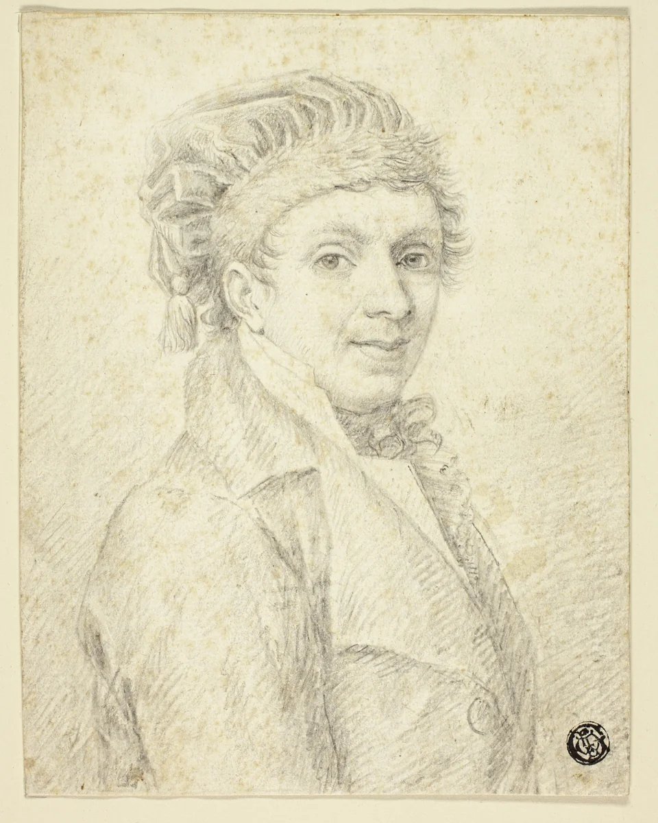 Bust of Man in Hat by Johann Elias Ridinger, drawing, 1800-1899