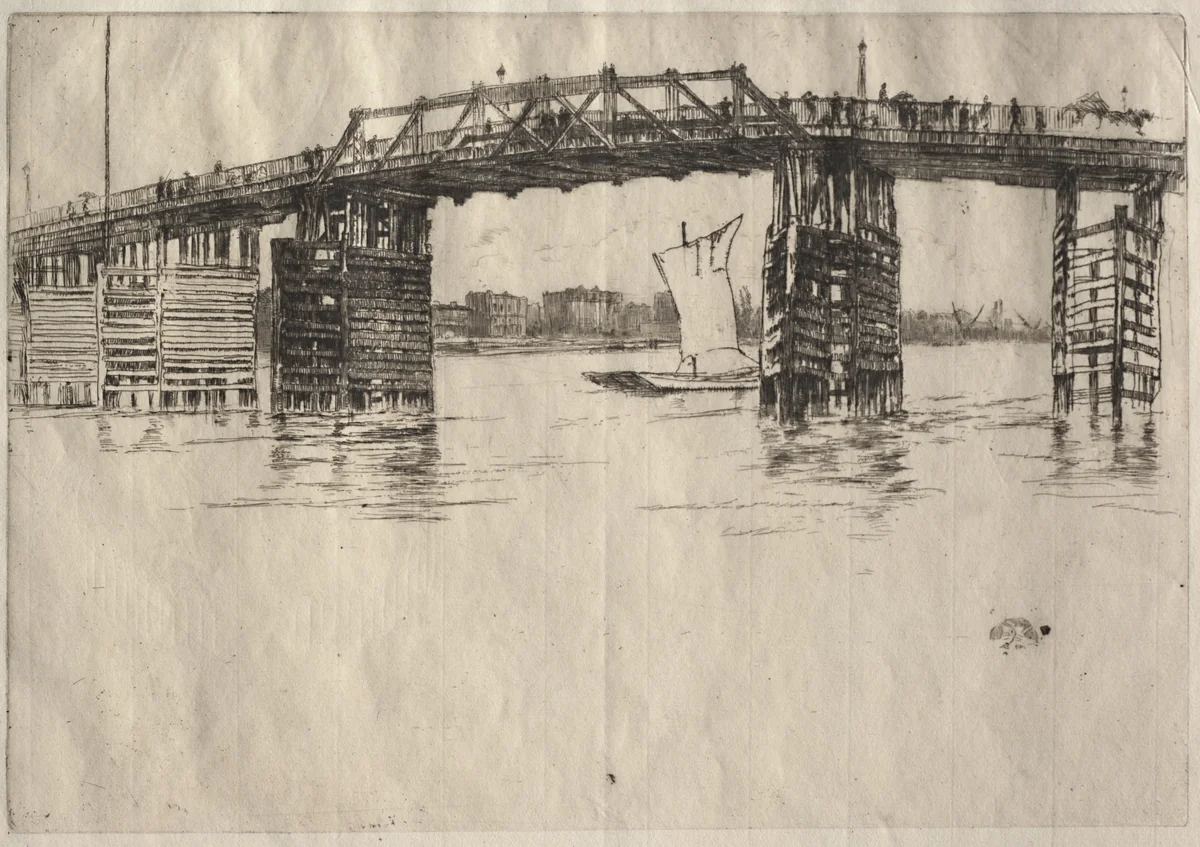 Old Battersea Bridge by James McNeill Whistler, print, 1879