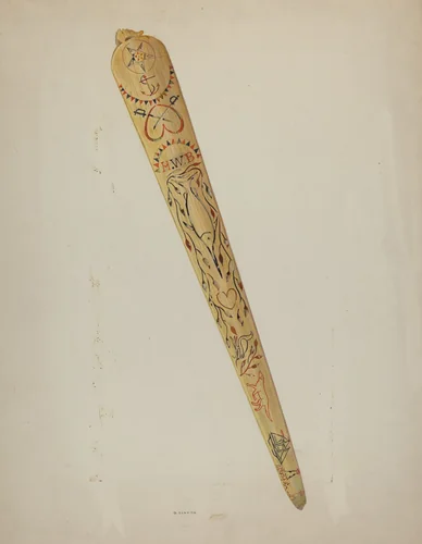 Scrimshaw: Swordfish Bill by Oscar Bluhme, index of american design, 1941