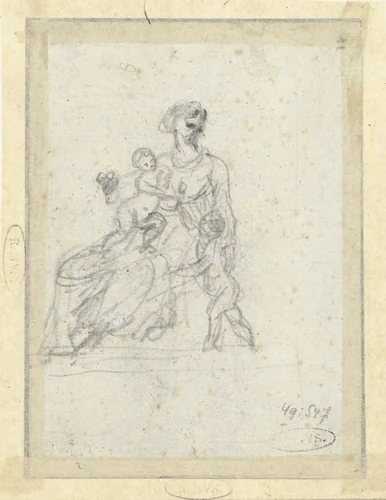 Maria met kind en H. Johannes by Claude Lorrain, drawing, 1635-1645