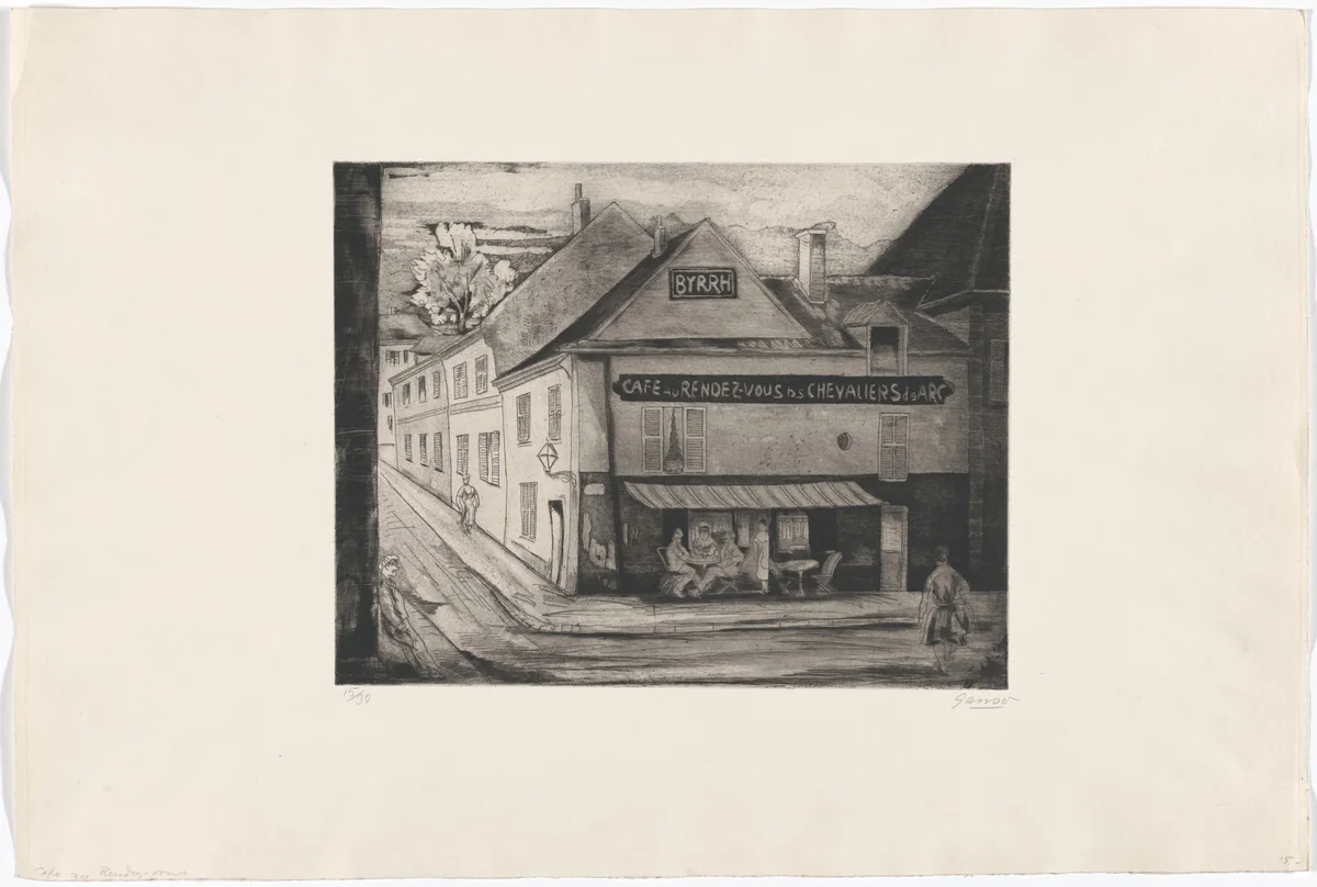 Café au Rendez-vous, Quincy-Ségy (Seine-et-Marne, France) by Emil Ganso, print, 1929