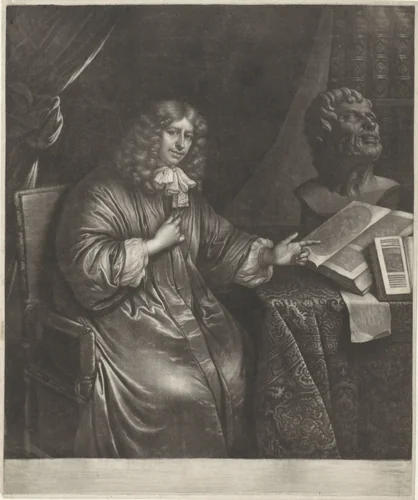 Portret van Abraham van Lennep by Wallerant Vaillant, print, 1672-1677