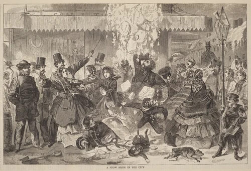 A Snow Slide in the City by Winslow Homer, print, 1860