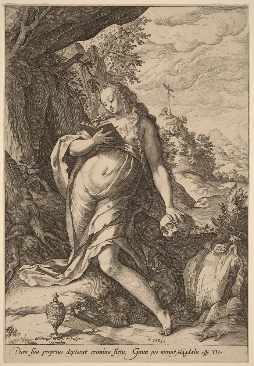 St. Mary Magdalen Penitent by Hendrick Goltzius, print, 1585