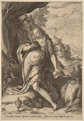 St. Mary Magdalen Penitent by Hendrick Goltzius, print, 1585