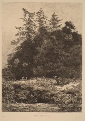 Daims dans un Parc by Karl Bodmer, print, 1809-1893