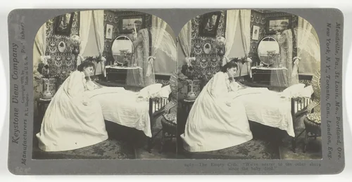 The Empty Crib. "We're nearer to the other shore since the baby died" by Keystone View Company, photograph, 1899