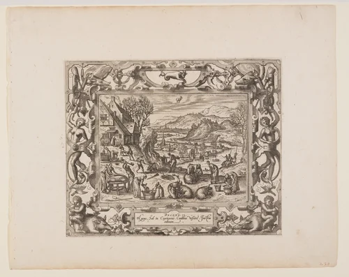 December, from The Twelve Months by Pieter van der Borcht, print, 1574