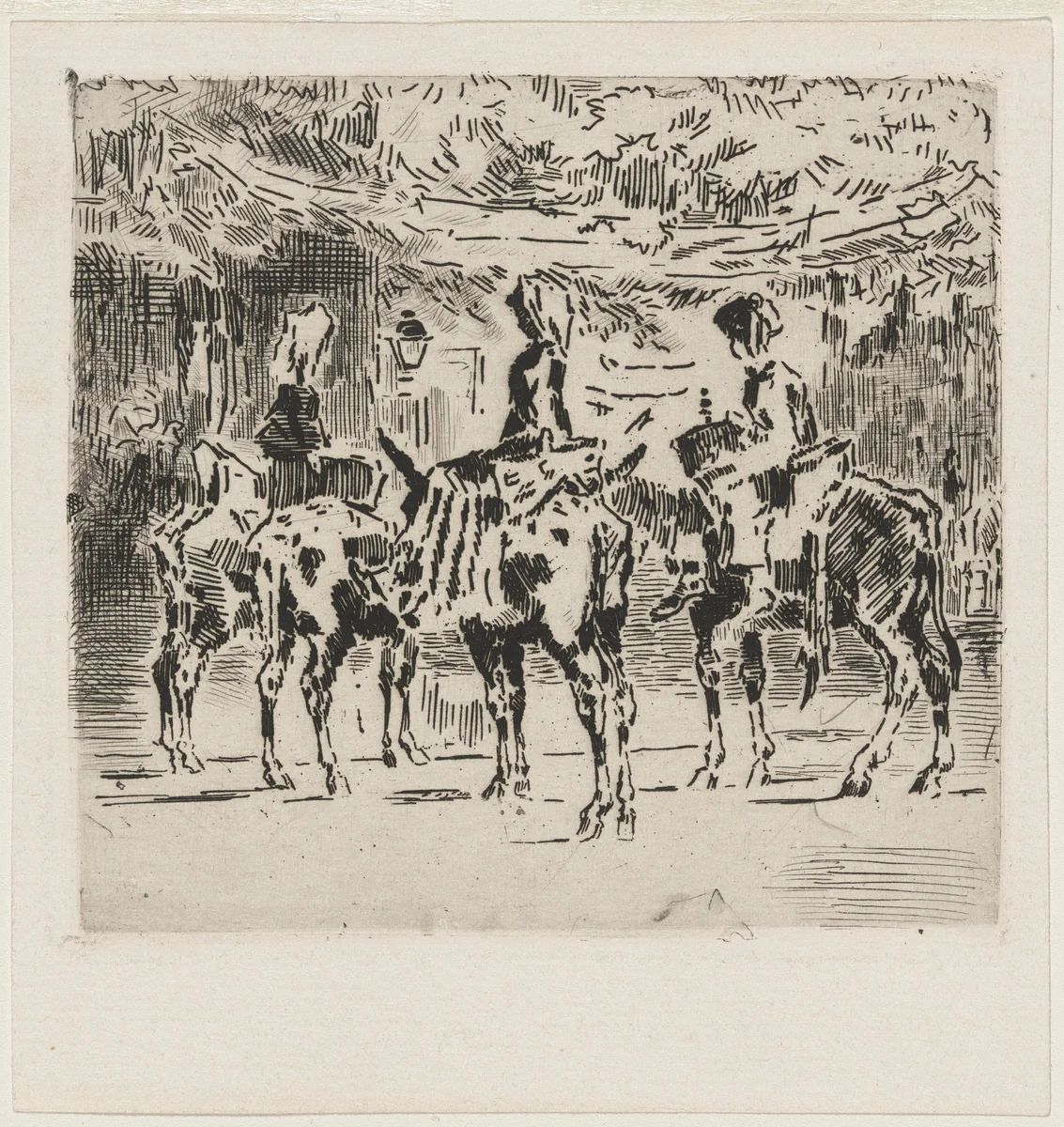 Les Petits Anes de Luchon by Félix-Hilaire Buhot, print, 1847-1898