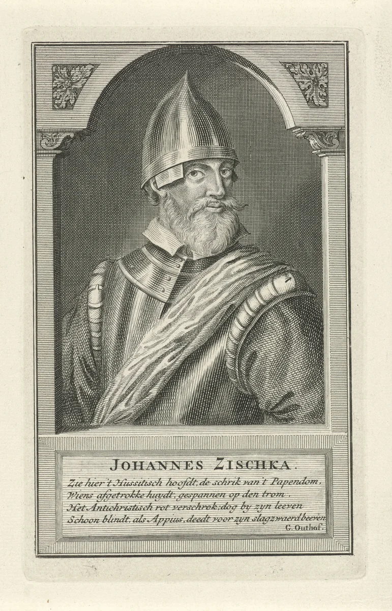Portret van Jan Zizka by Adolf van der Laan, print, 1694-1755