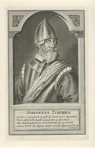 Portret van Jan Zizka by Adolf van der Laan, print, 1694-1755