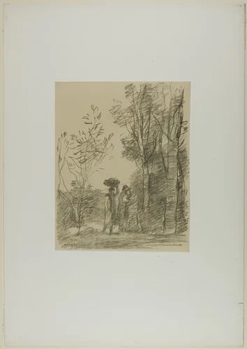 The Meeting in the Woods by Jean-Baptiste-Camille Corot, print, 1871