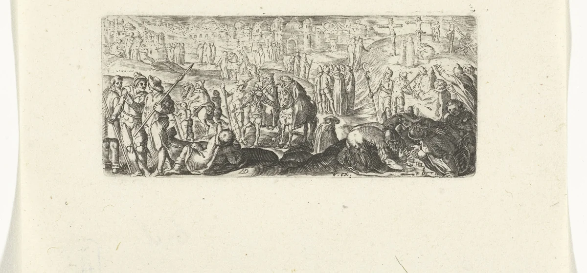 De druk bevolkte Calvarieberg by Unknown, print, 1589-1626