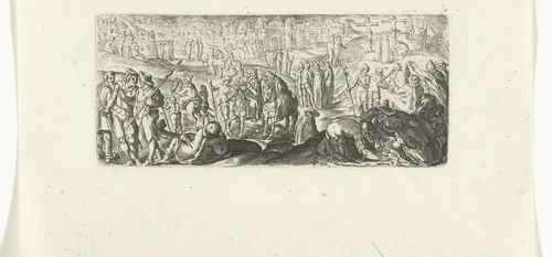 De druk bevolkte Calvarieberg by Unknown, print, 1589-1626