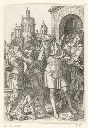 Lot voorkomt geweld tussen de inwoners van Sodom by Unknown, print, 1555