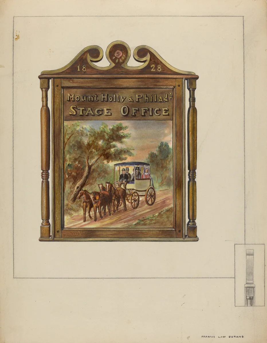 Stage Office Sign by Francis Law Durand, index of american design, 1937