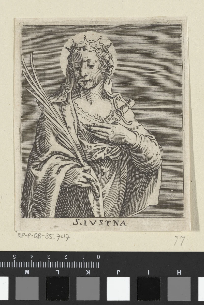 Heilige Justina van Padua by Agostino Carracci, print, 1581